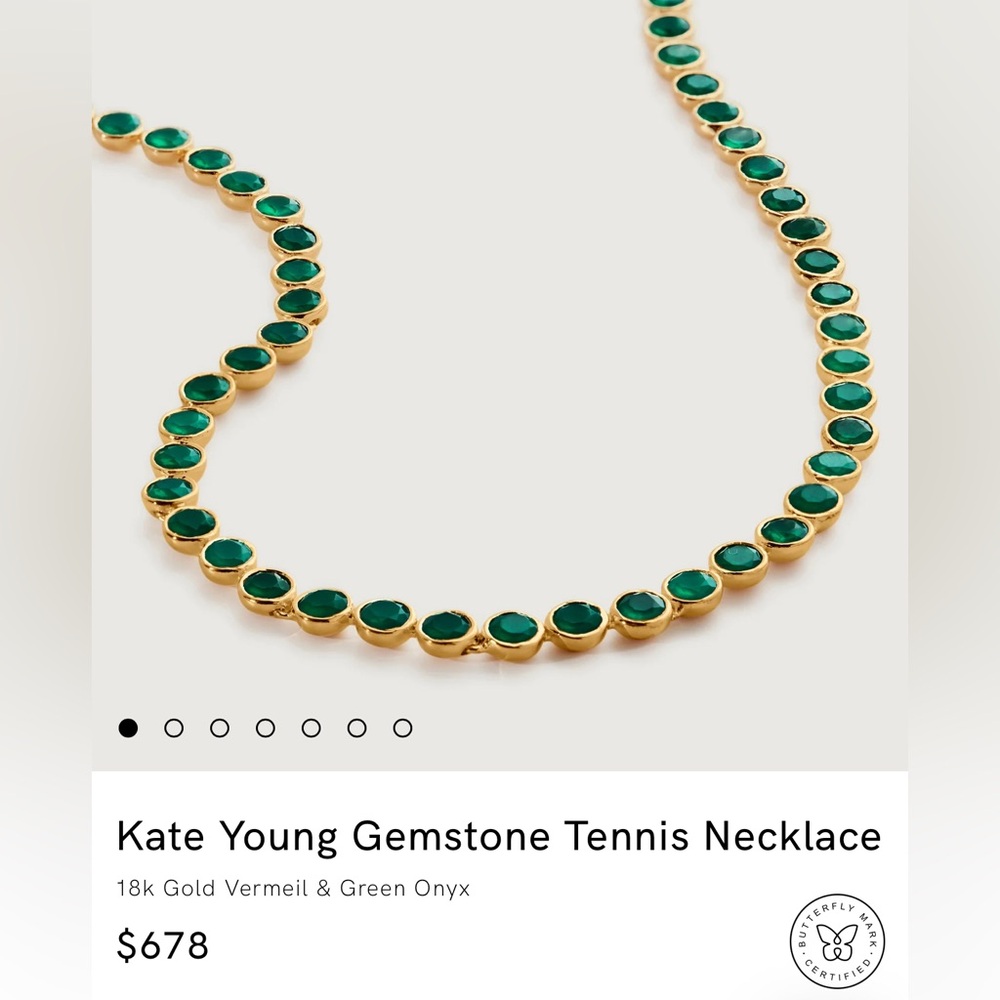 ‼️SOLD!!‼️Monica Vinader x Kate Young Green Onyx Tennis Necklace 18K Vermeil - Picture 6 of 13